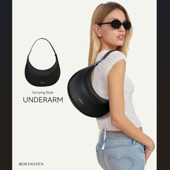 Crescent Crossbody Adjustable Shoulder/Clutch Bag, Black, Vegan Leather, NWOT - Picture 8 of 9